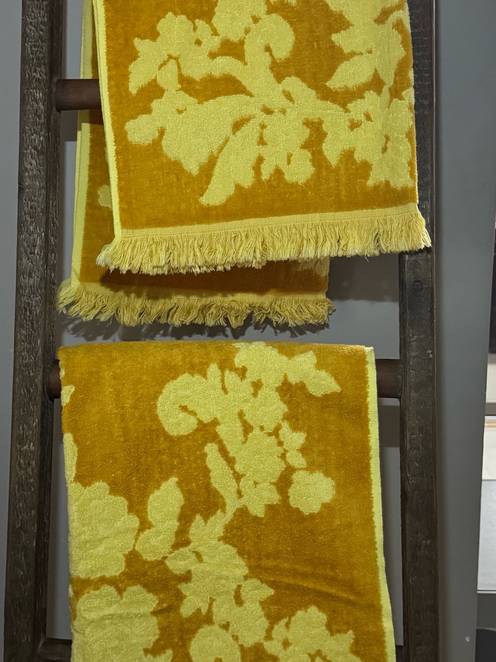 Canon Yellow Floral Fringe Bath Towels
